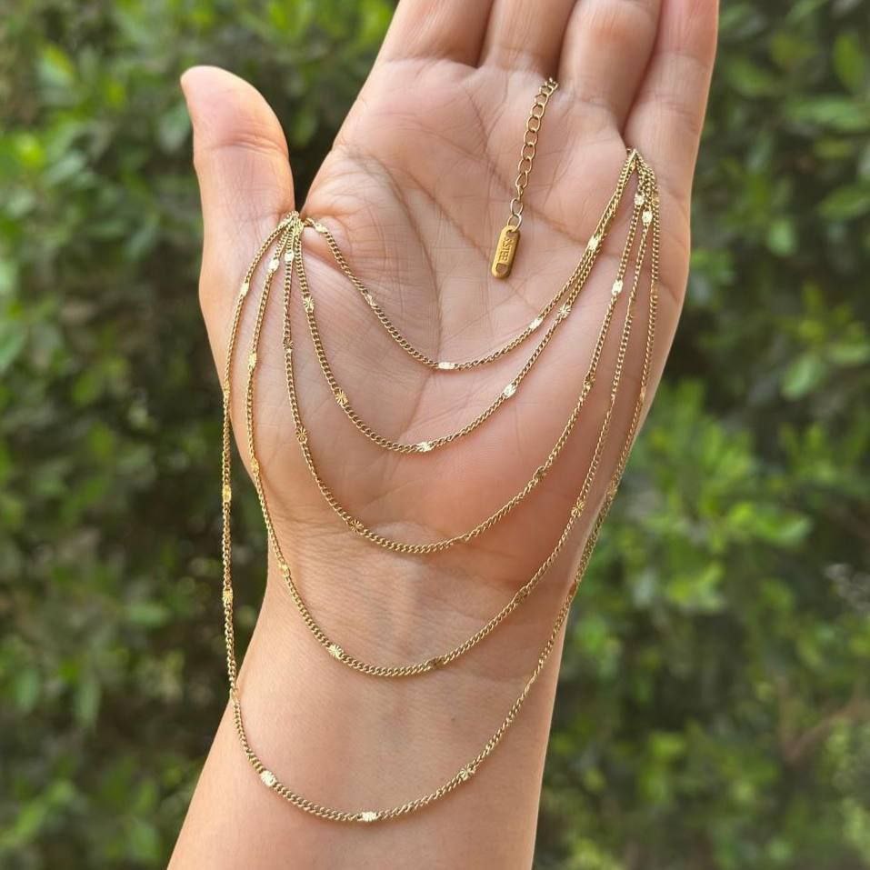 Gold Typical Style Five Layer Pure 316 Stainless Steel Necklace S1