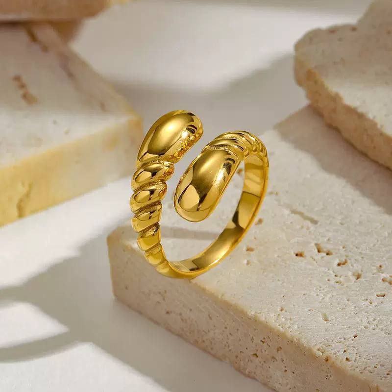 Pure 316 Stainless Steel Ring with Real Gold Plating S1
