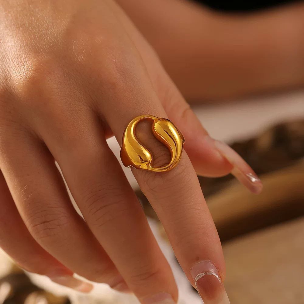 Pure 316 Stainless Steel Ring with Real Gold Plating S1
