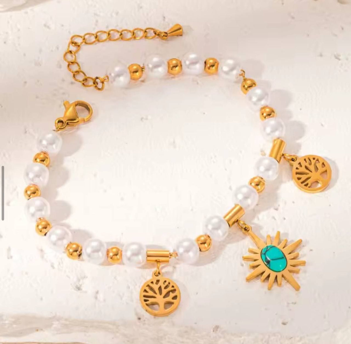 Loulou Bracelet with Stainless Steel Spacers and 316 Pure Steel Charms S1
