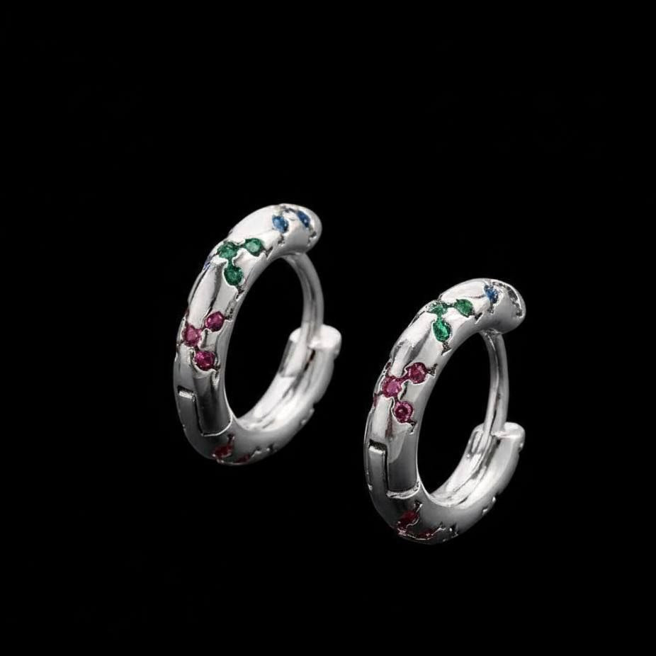 Stud Piercing Stainless Steel 316 Bar with Colored Zircon Stones S1