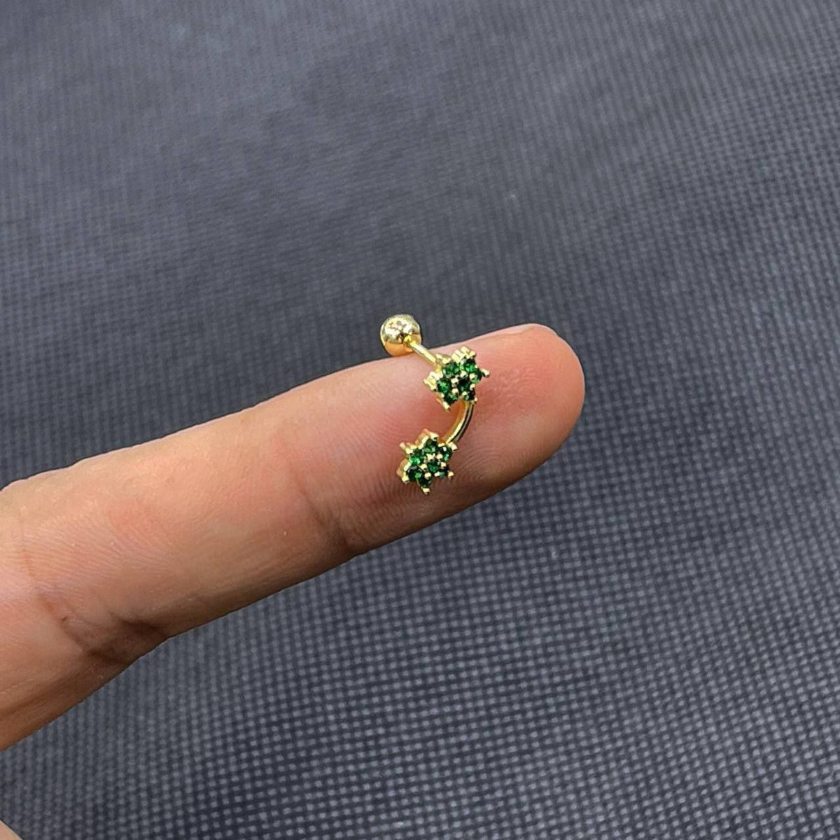 Ball Back Piercing Stainless Steel 316 Bar with Zircon Stones S1