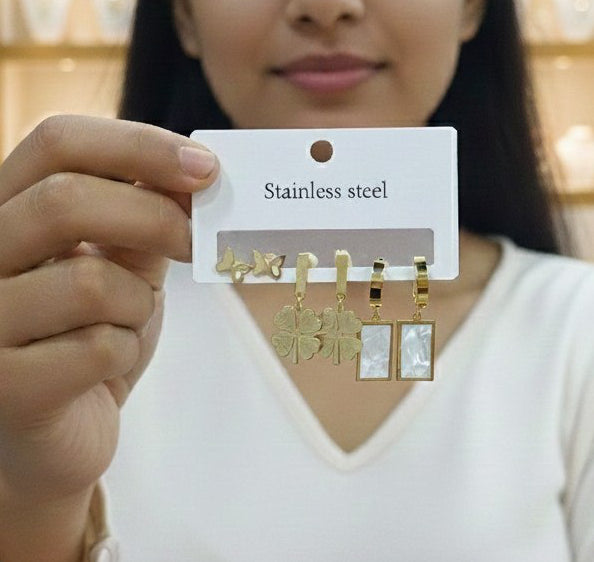 Stainless Steel 316 Multiple Earrings Card Set S2