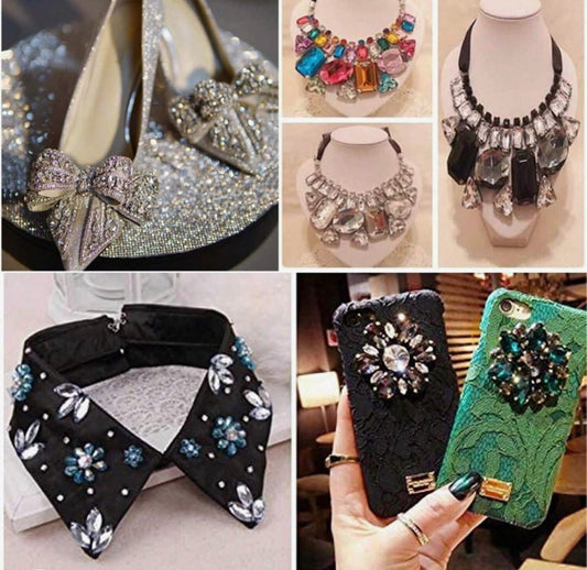 260-Piece Mixed Shape Blue Sew-On Rhinestones & Gemstones