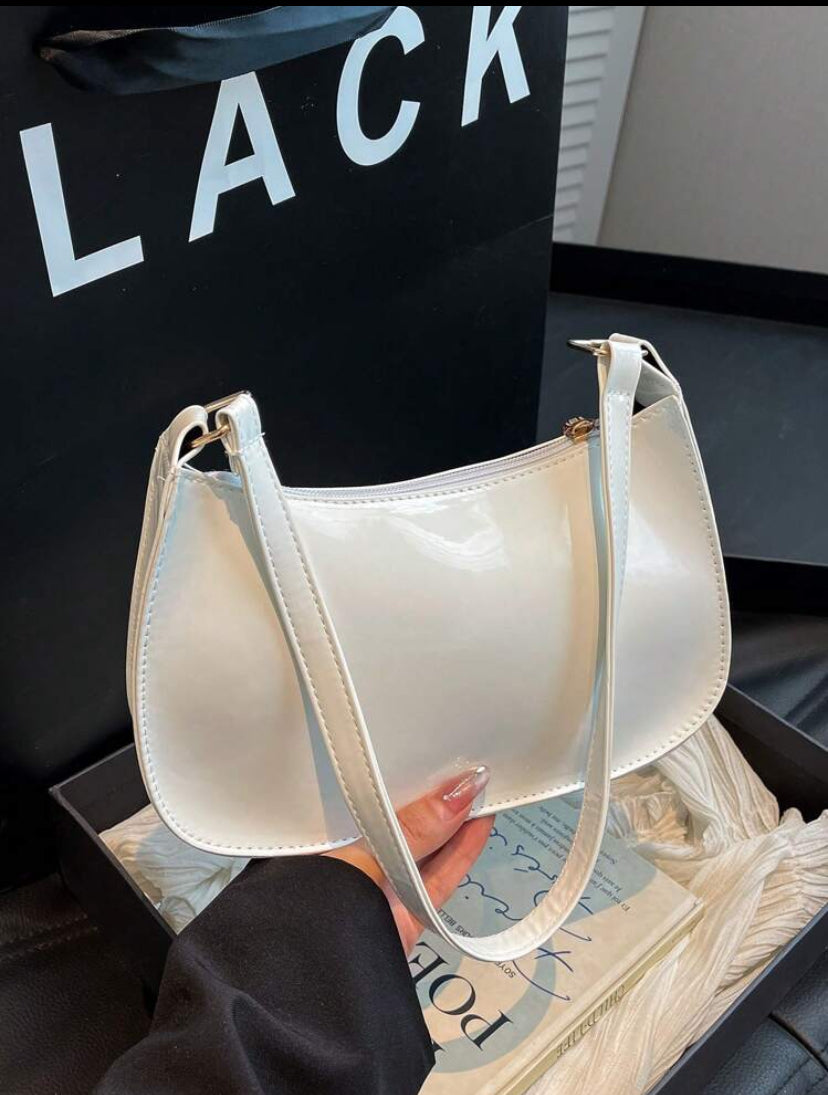 Solid Color Embossed Geometric Shoulder Bag – Retro Zipper Underarm Handbag for Women