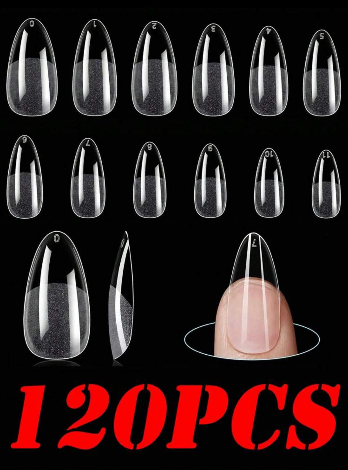 Soft Almond Press-On Nails Set – 240pcs + 120pcs | 12 Sizes | Semi-Matte Reusable Gel Acrylic Tips - DI6075