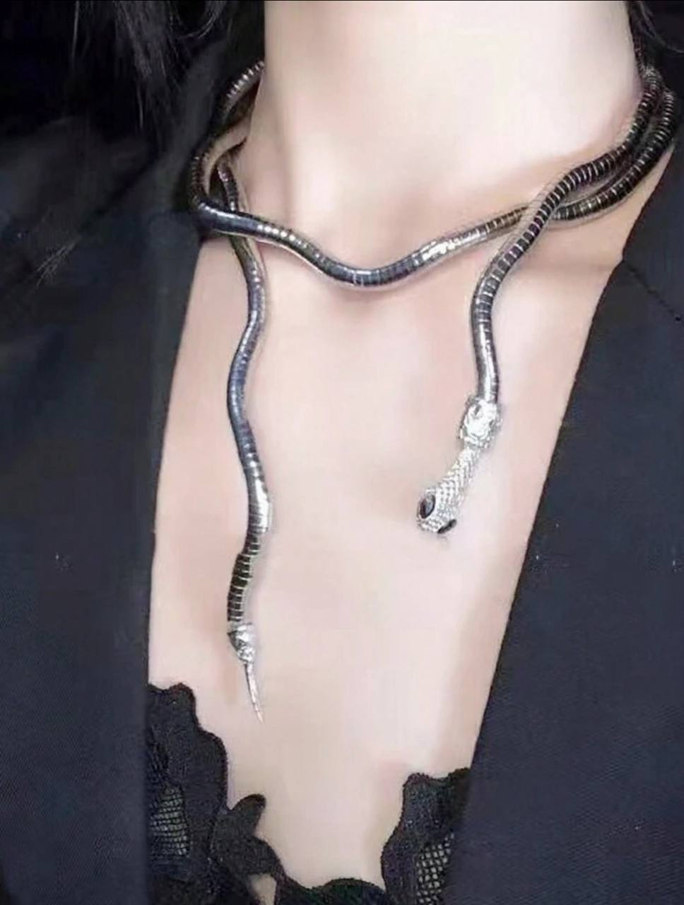 1pc Dark Earth Snake Design Statement Necklace – Unique Casual Collar Jewelry for Women