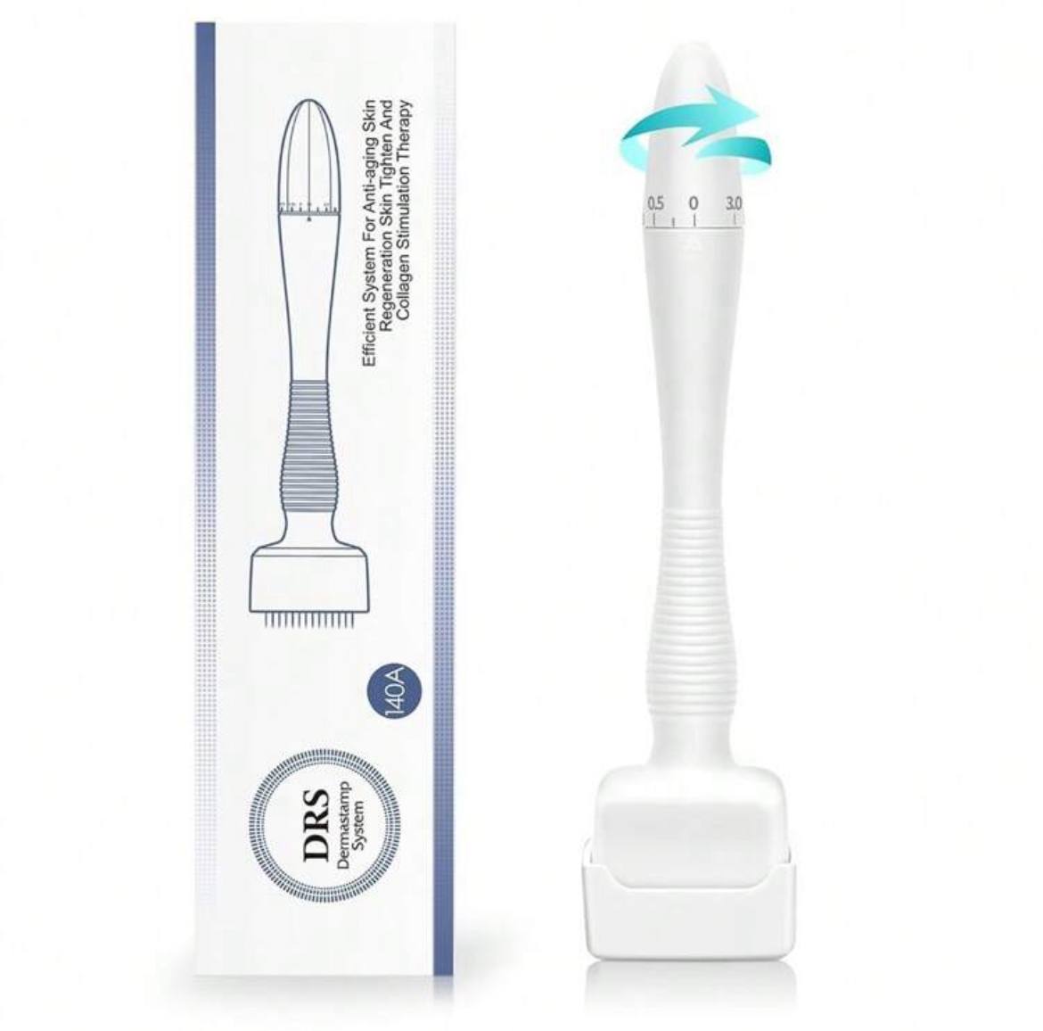 Adjustable Microneedling Derma Stamp – Reusable Microneedle Pen with Cover for Face, Body, Hair & Beard Growth