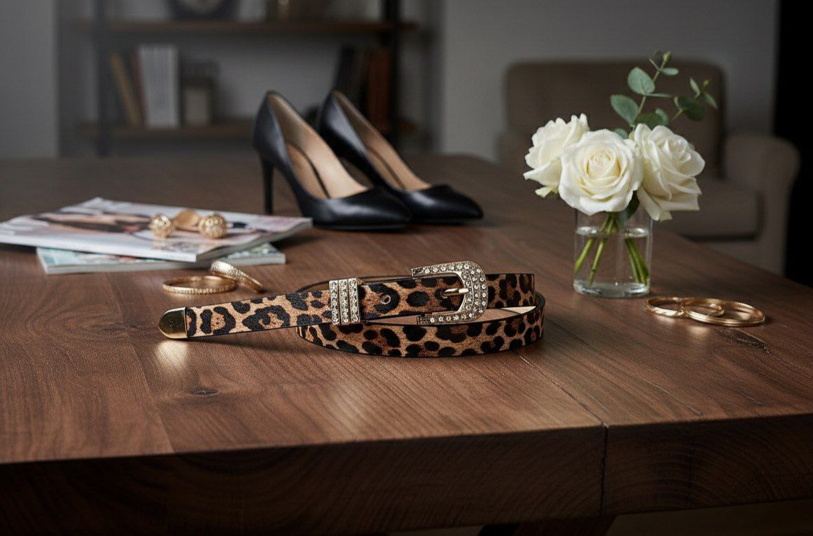 Tiger Leather Slim Belt – HTR35   S1
