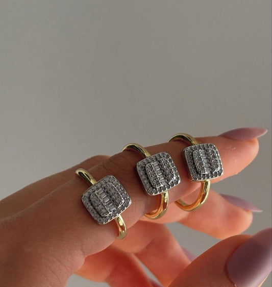 Gold Plated Free Size Ring with Zircon Stones     S1
