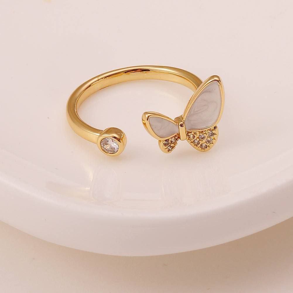 Gold Plated Free Size Ring with Zircon Stones    S1