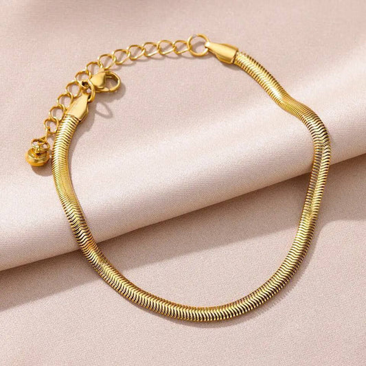 Pure 316 Stainless Steel Puffy Snake Chain Anklet with 5cm Extension    S1