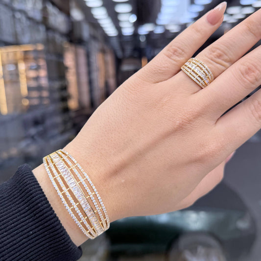 Bracelet & Ring Set Chinese Gold with Zircon Stones    S1